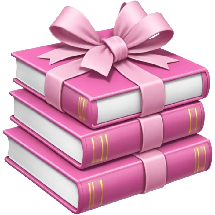 Pink Books stacked up and tied together by a white bow emoji