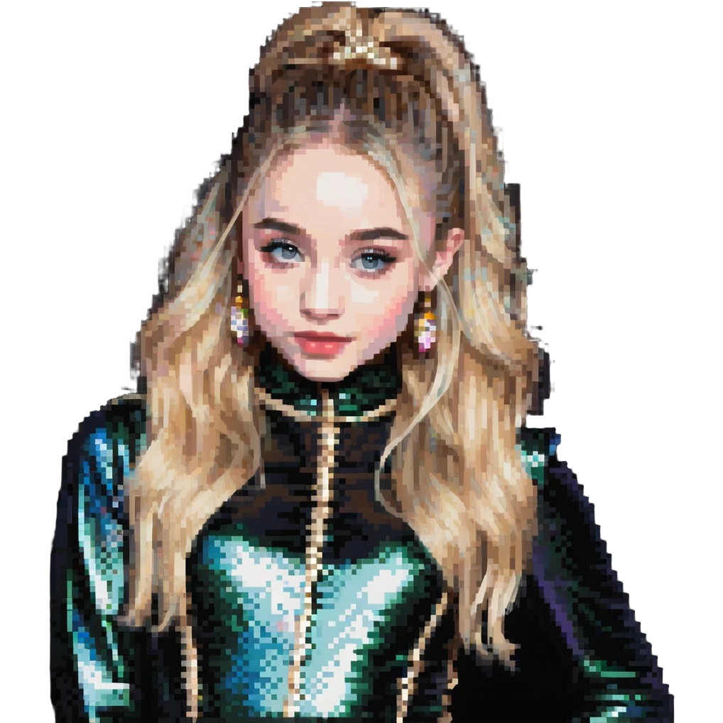 Sabrina Carpenter blonde singer in a glittery outfit emoji