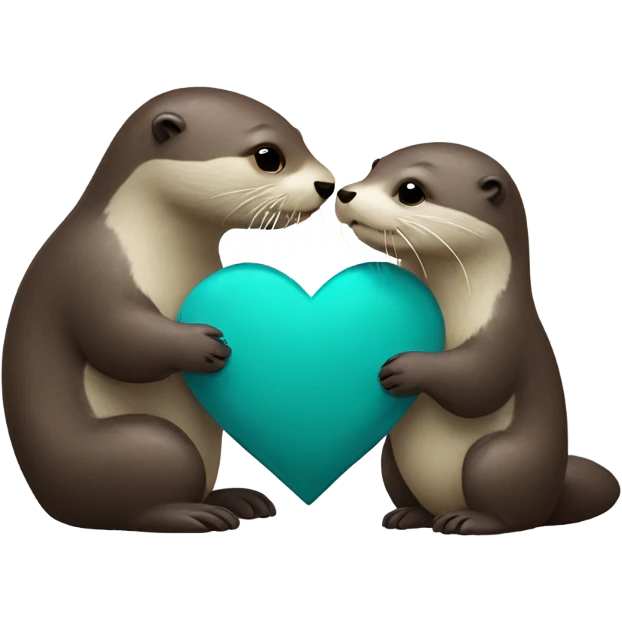 Otter handing another otter a teal colored heart emoji