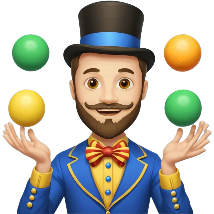 circus juggler beard zelensky juggling two balls blue and yellow emoji