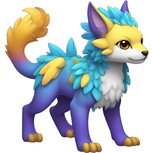 Cute cool colorful fantasy animal hybrid Fakemon full body emoji