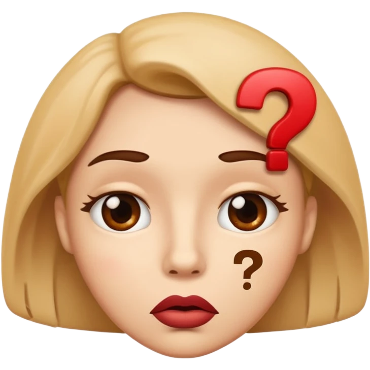 cartoon face with pursed lips and a question mark expressing uncertainty emoji