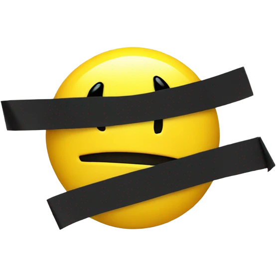 Yellow Smiley face with black tape over mouth emoji