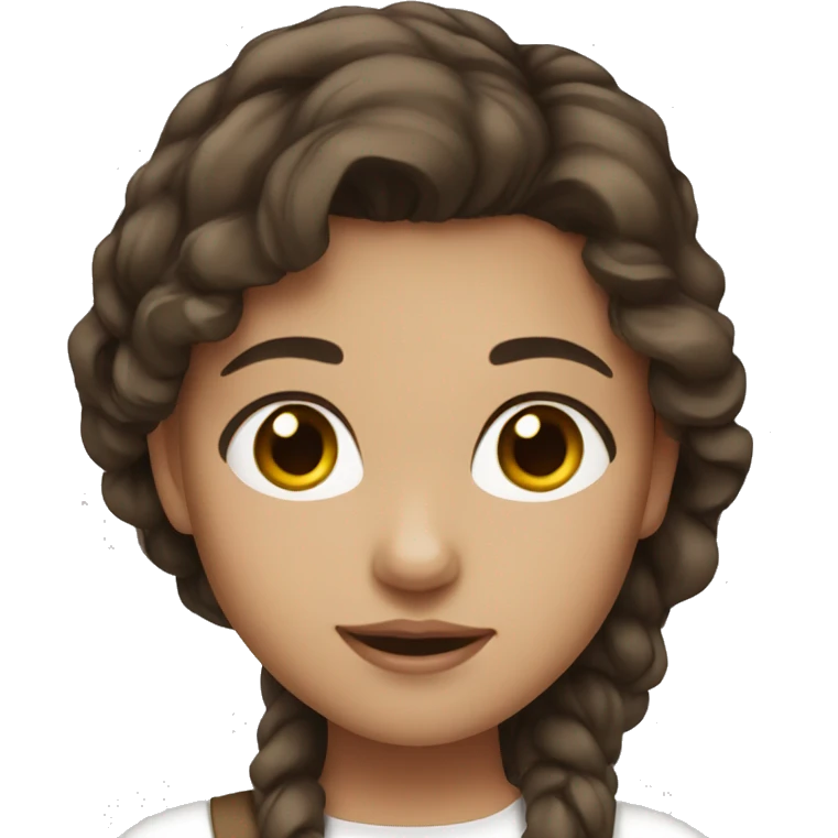 Girl with darkbrown hair short brown eyes and white skirt emoji