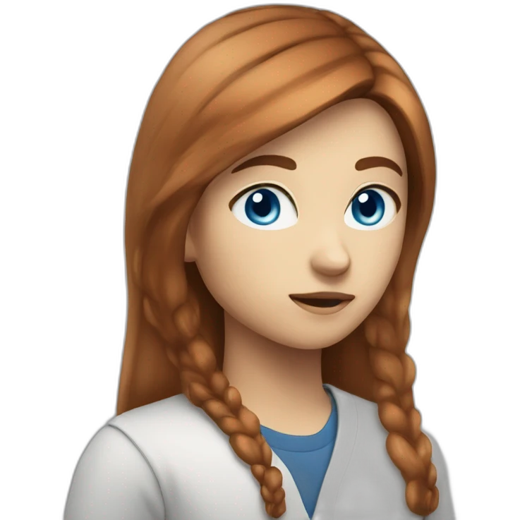  Chestnut hair student blue eyes serious emoji