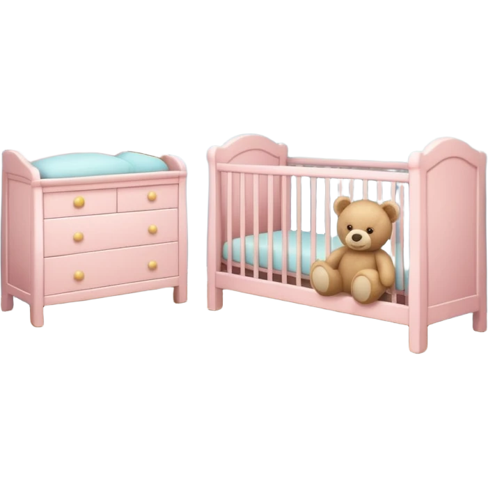 baby room, Cozy baby room with crib and teddy bear emoji