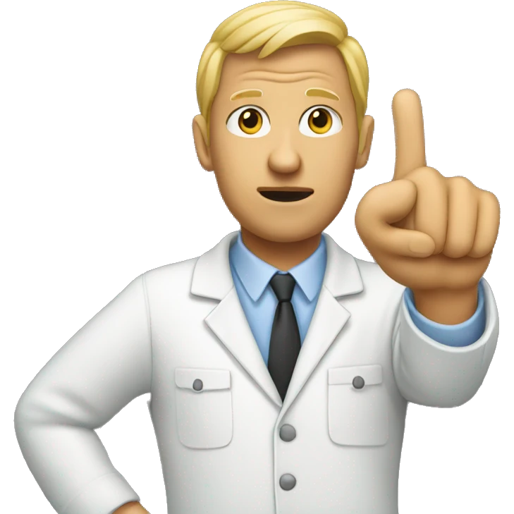 A journalist with a pointing hand emoji