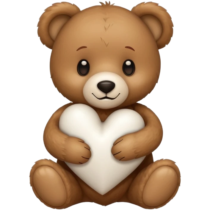 Teddy bear hugging a white heart emoji