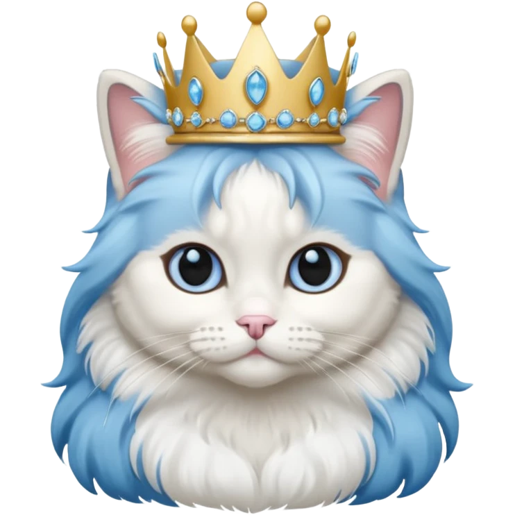 blue bicolor ragdoll cat with tiara emoji