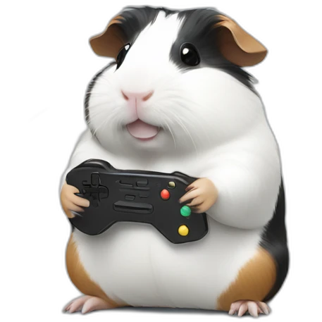 Guinea pig black and white playing videogames emoji