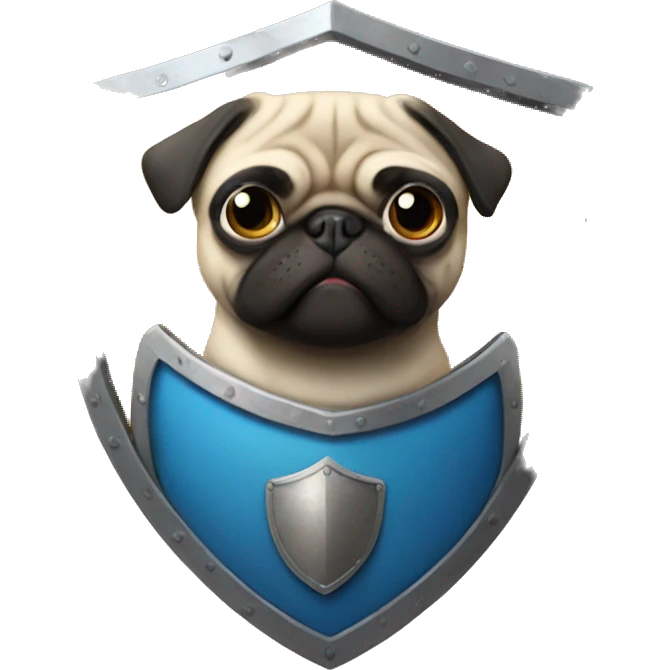 pug with a shield emoji