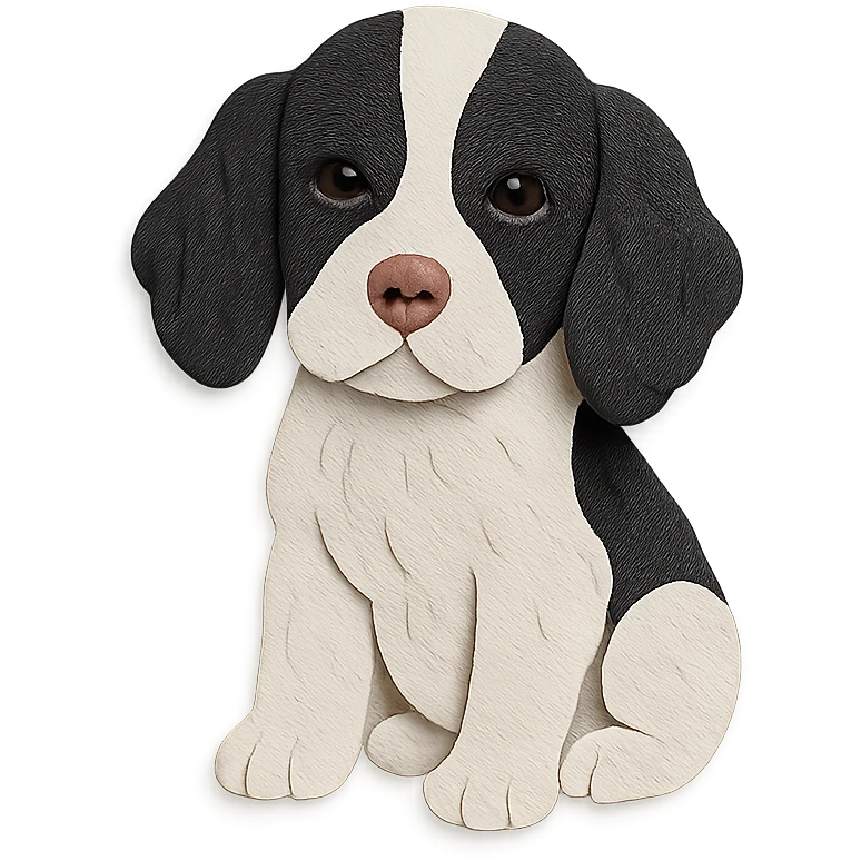black and white Russian Cocker Spaniel puppy emoji