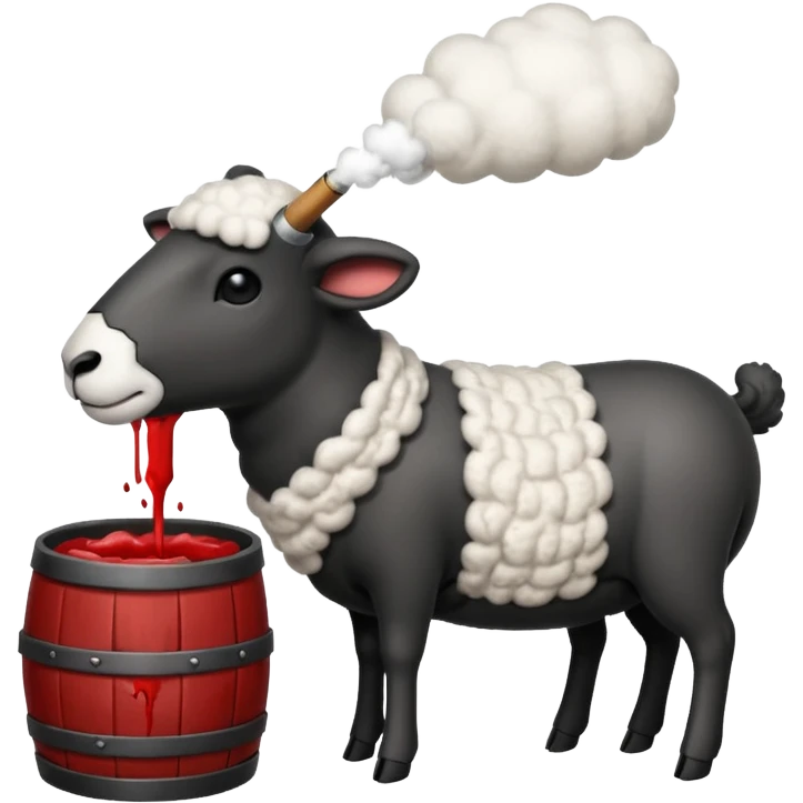 A gun shooting a sheep emoji