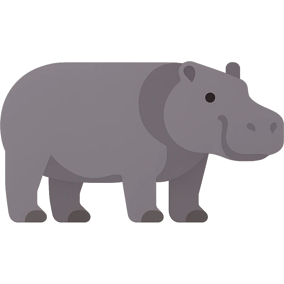 Flat design style hippopotamus emoji