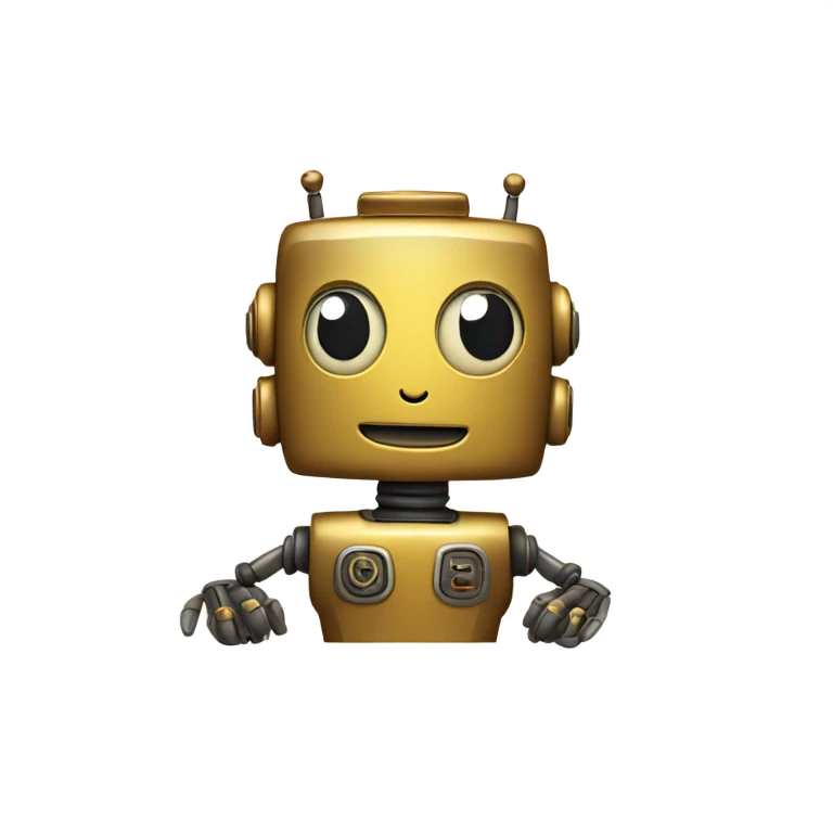 cute robot in a vintage gold frame emoji
