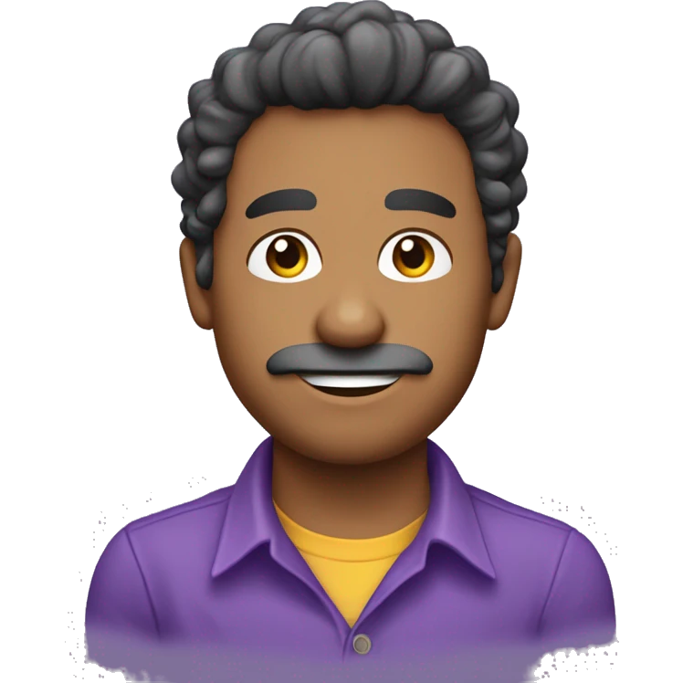 chico moreno de pelo rizado con camisa violeta  emoji