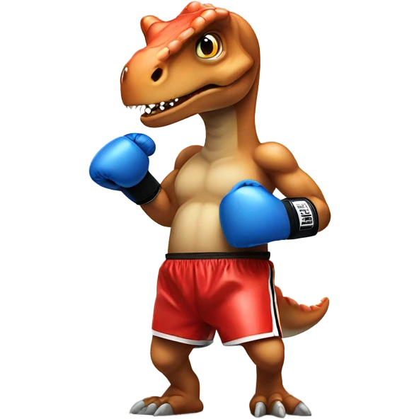 Dinosaur wearing boxing gloves and boxing shorts emoji