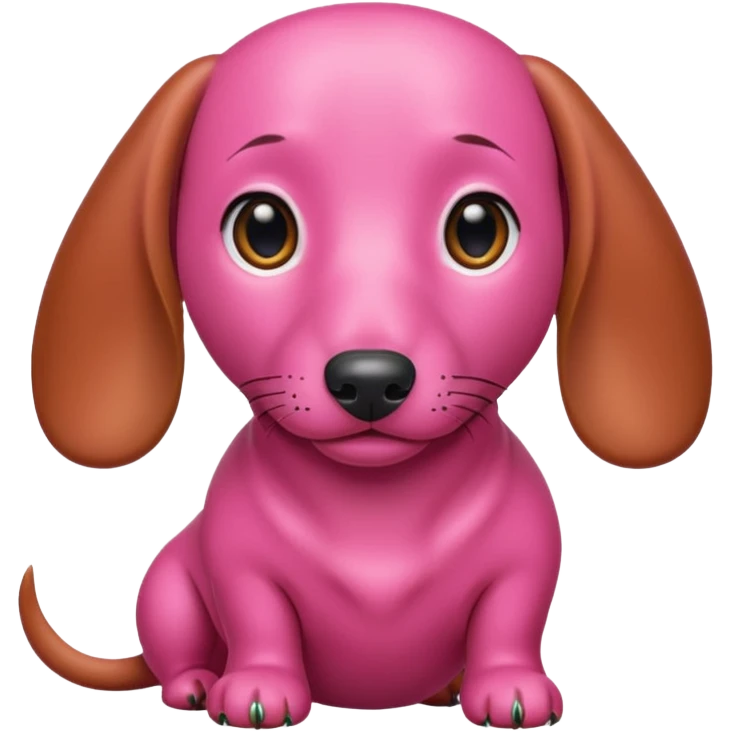Perro salchicha completamente color rosa emoji