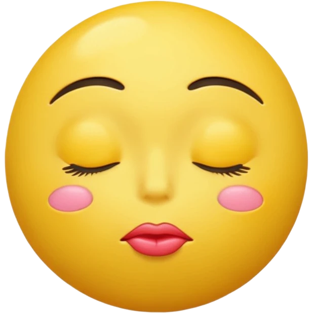 a yellow ball that has his eyes closed and his lips puckered out emoji