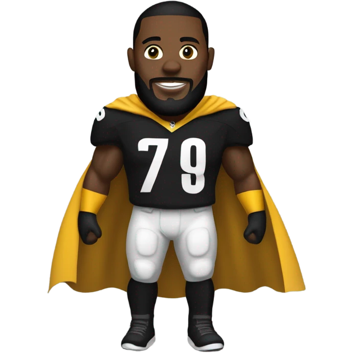 Pittsburgh Steelers player in uniform with black cape. emoji