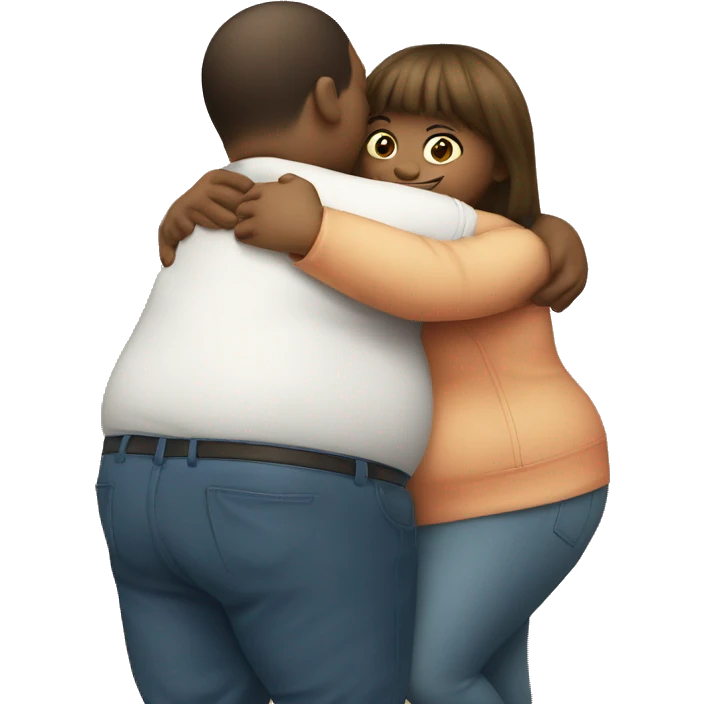 Fat boy hug slim girl emoji