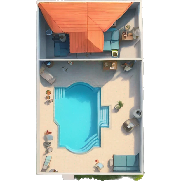 a drone top down shot of an airbnb appartement emoji