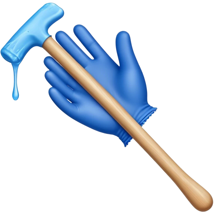 a waxing stick being held with a blue glove and wax dripping off the stick emoji