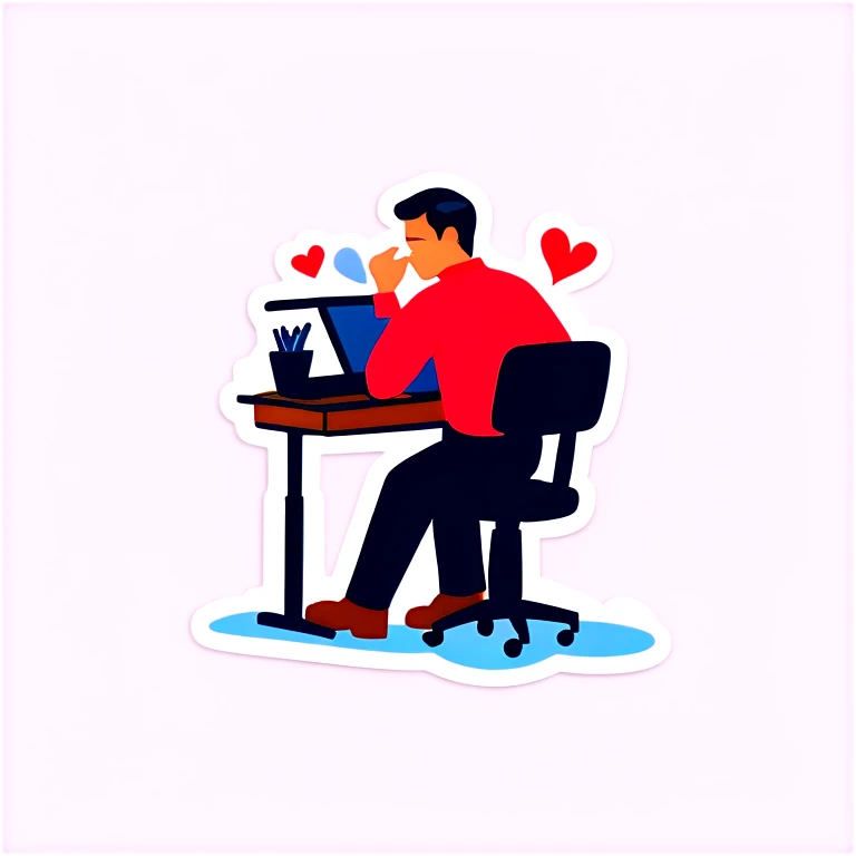 Work at a desk in love emoji