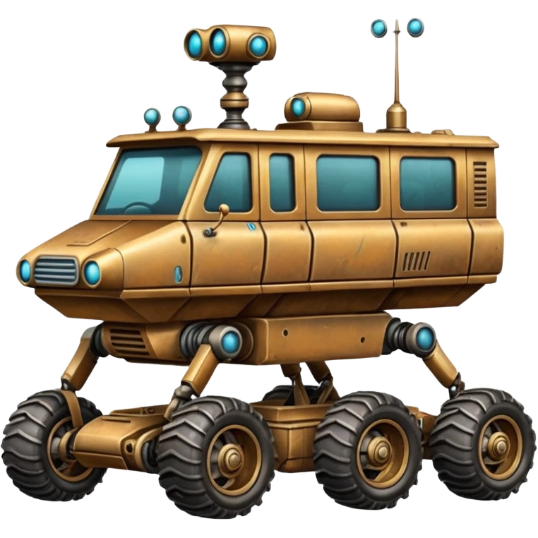  antique tall truck robotic twenty passenger Mars alien rover Scooby Doo Mystery Machine  emoji