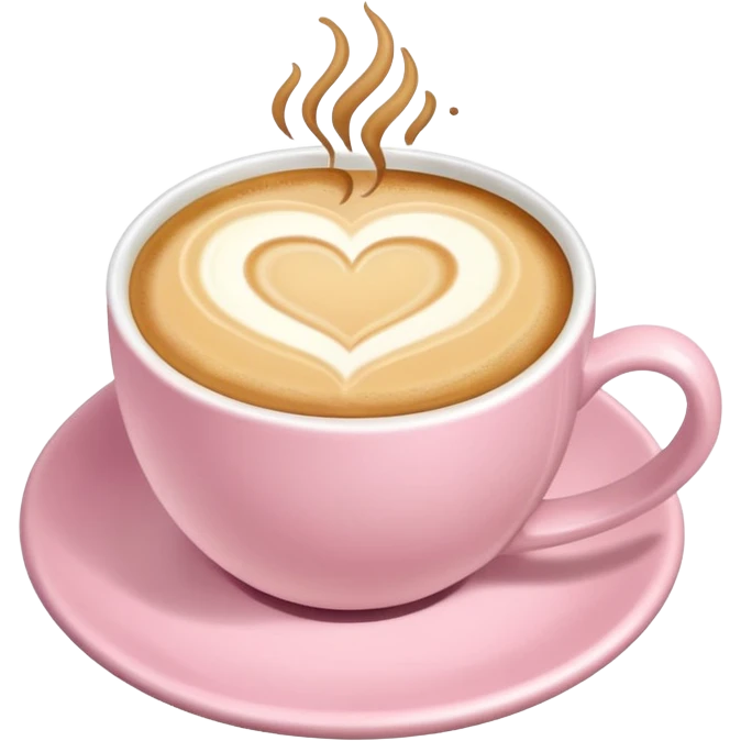 Coffee with a latte art heart in soft pink, beige and yellow pastel colors emoji