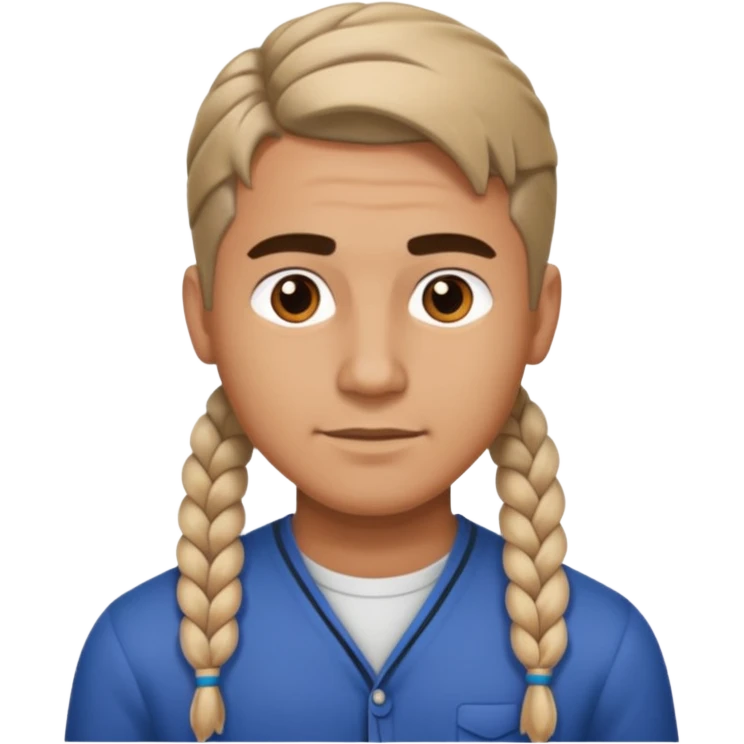 Man with short side braid emoji