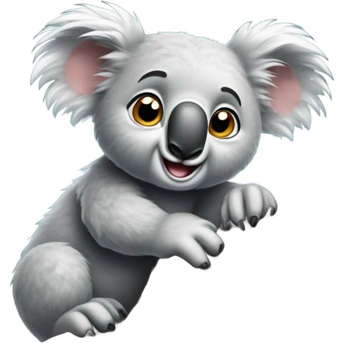 Cute fluffy koala rock climbing emoji