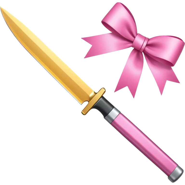 a knife with a pink ribbon bow emoji