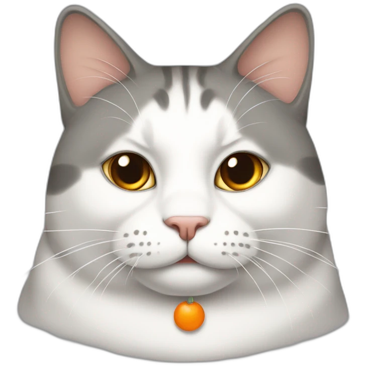 fat cat mostly white and gray with traces of orange emoji