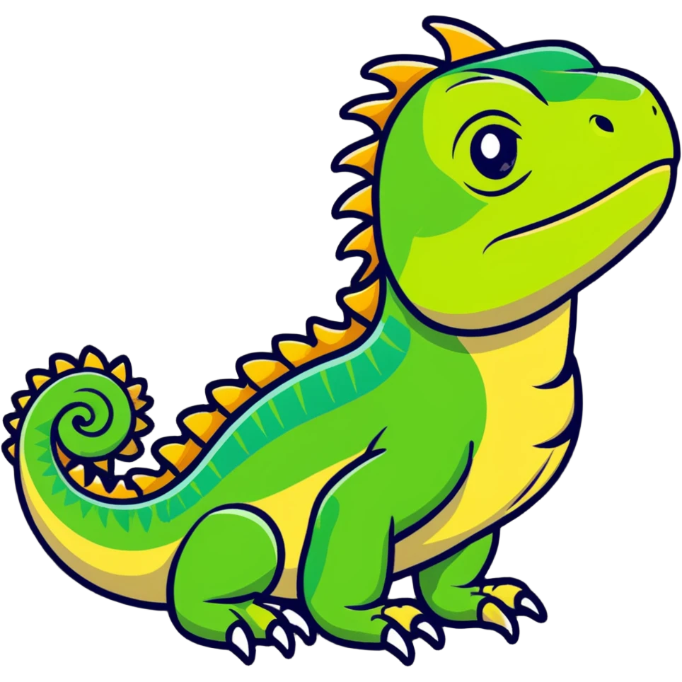 Friendly iguana reptile with detailed scales and spiny crest emoji