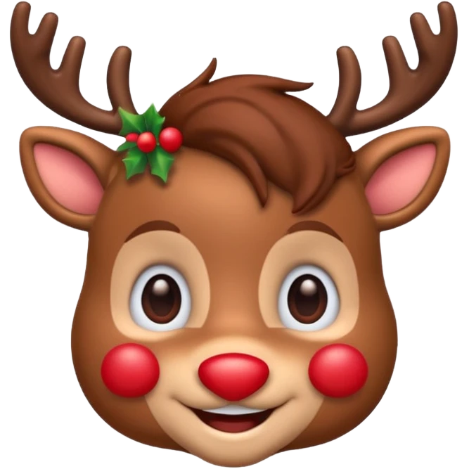 Rudolph cute face emoji for slack simple with hair emoji