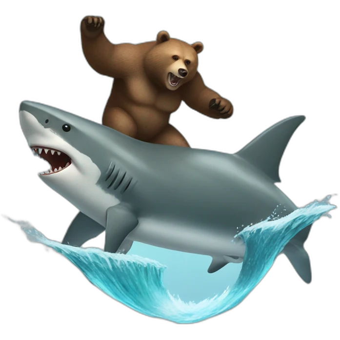 Grizzly bear riding a shark emoji