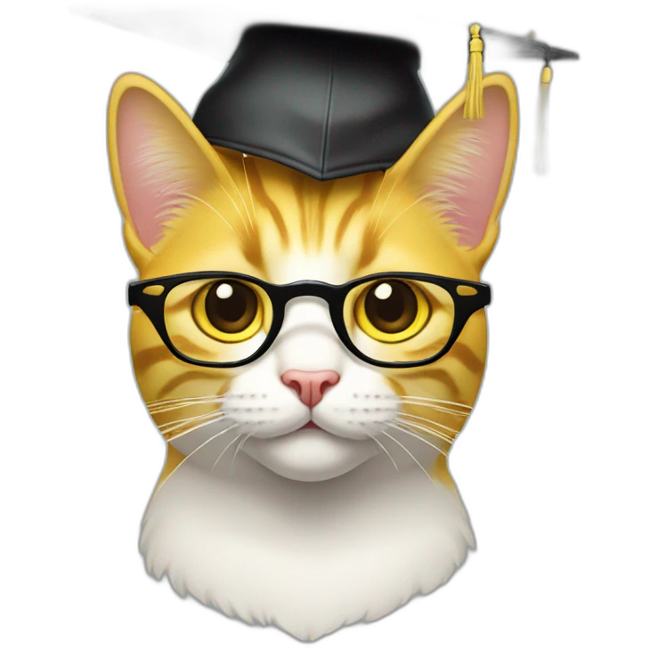yellow-cat-with-glasses-and-with-mortarboard-on-its-head emoji