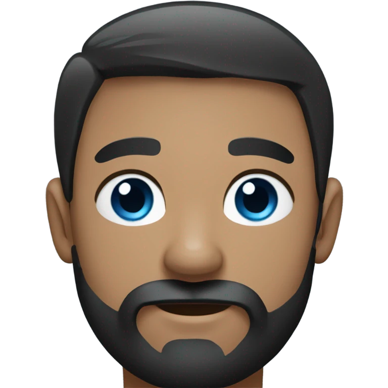 beard man black hair blue eyes holding black Labrador  emoji