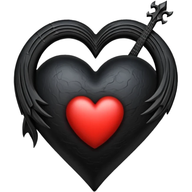 goth heart with a dark harp emoji