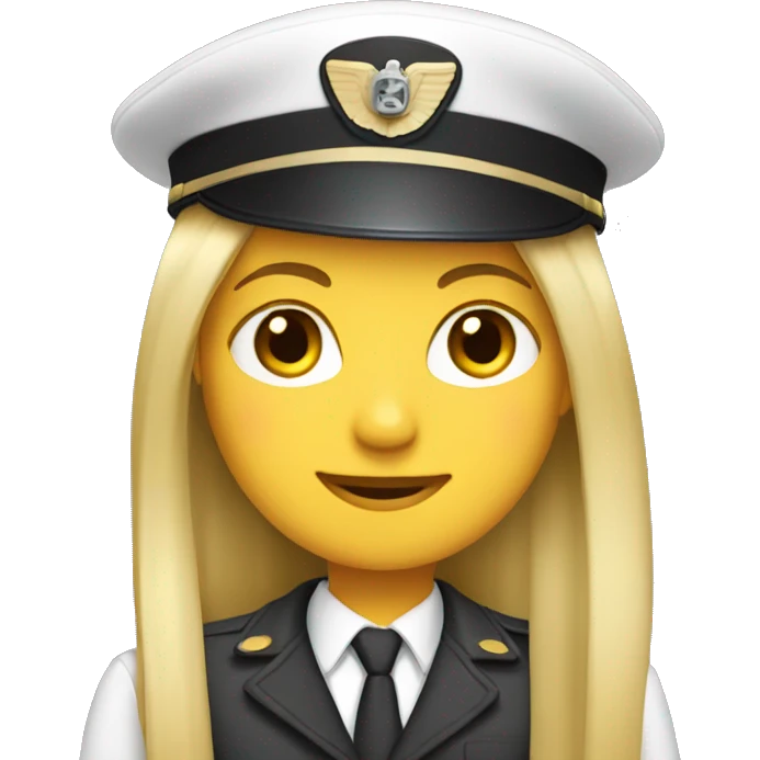 Blonde girl with long straight hair with pilot hat emoji