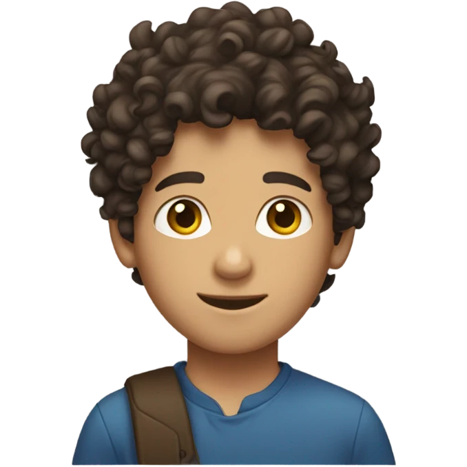 Curly brunette with straight hair boy couple emoji
