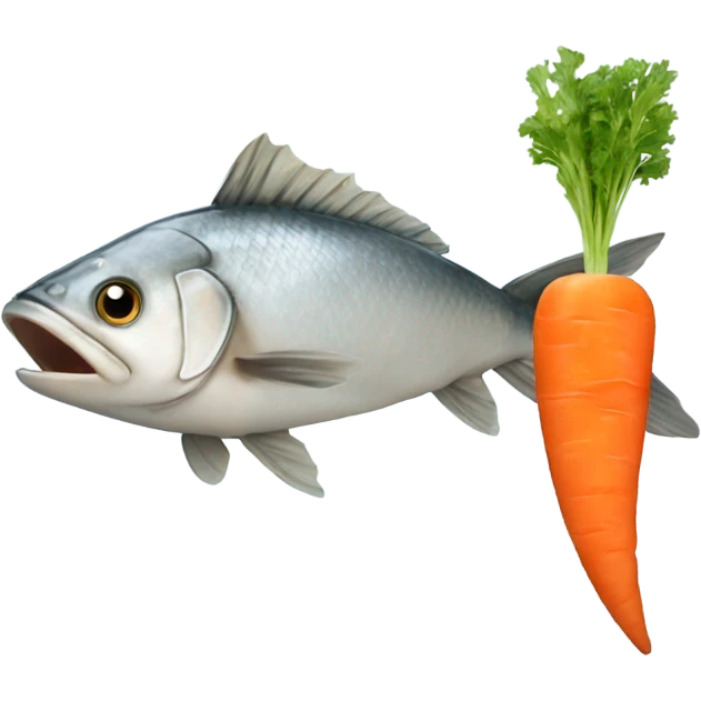Fish eating a carrot emoji