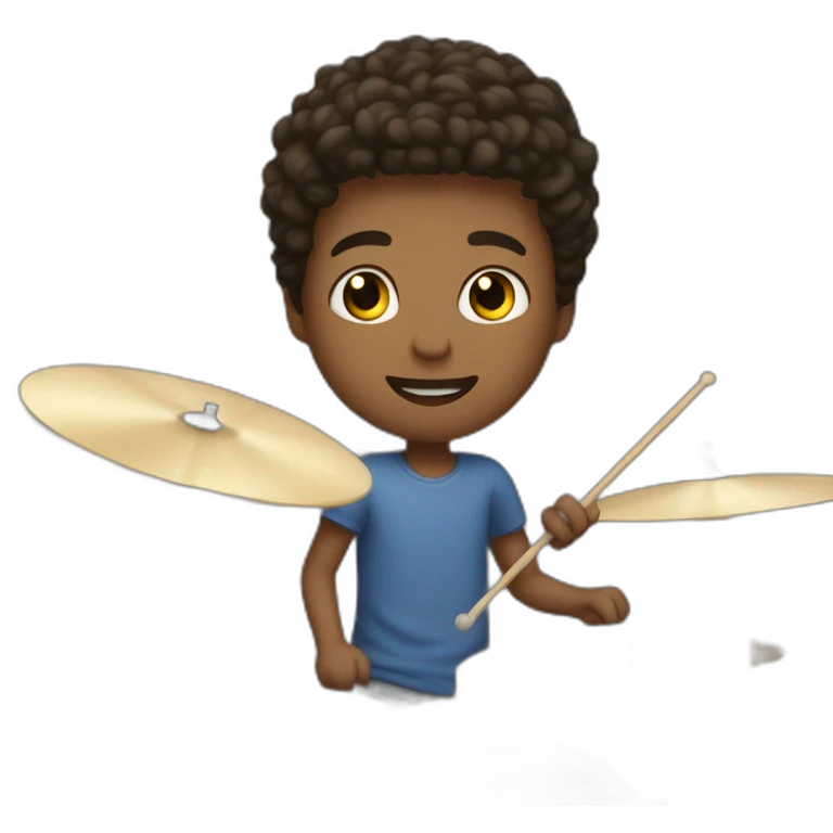 Boy is playing drums boy is white emoji