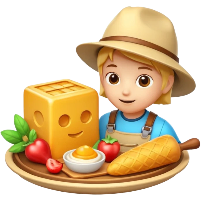 3D symbolizing explorer, discovering new flavors, food theme, cute and modern, soft lighting, glossy, isolated, no background
 emoji