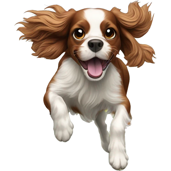 Cavalier spaniel leaping in a field emoji