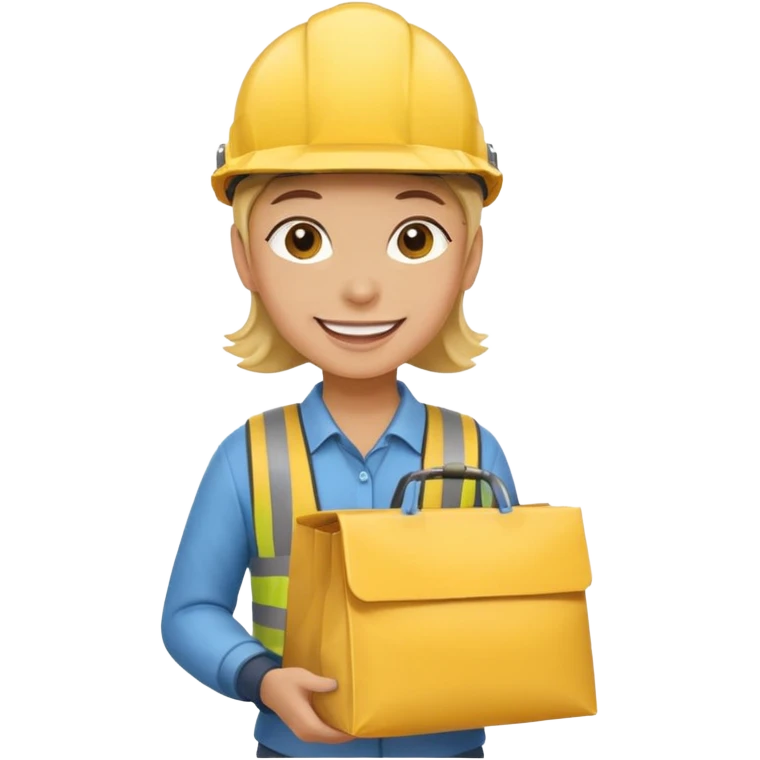 Courier + yellow helmet + delivery bag emoji