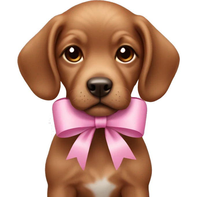 pink bow on cute brown puppy emoji
