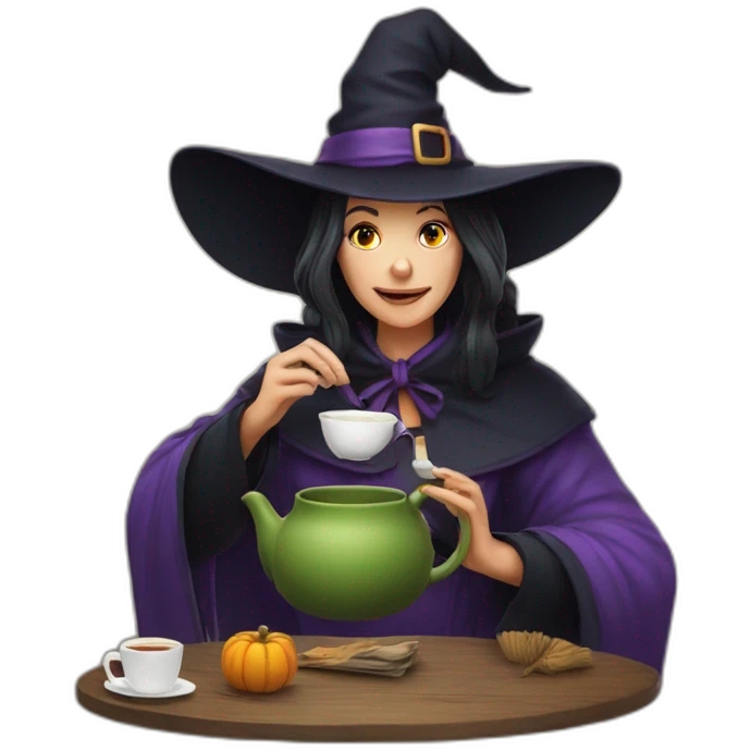 Witch drinking tea emoji