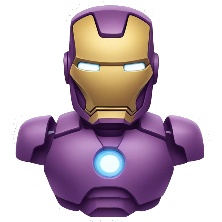 iron man with four stars. the stars are blue-purple. the starts all have 4 rounded corners. emoji